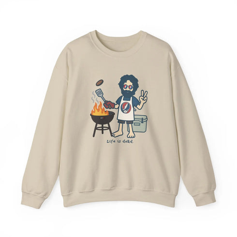 Grateful Dead - Grillin' Jerry | Life is dead. Crewneck Sweatshirt - StealieShop